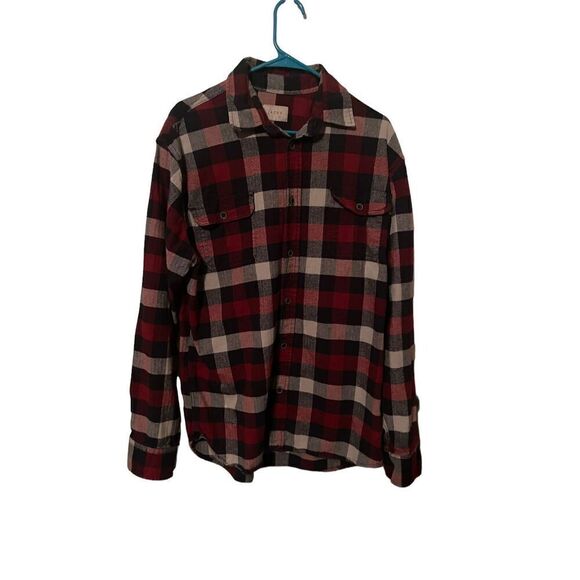 Jachs Mens Red & Black Plaid Long-Sleeve Button-Down Flannel Shirt Extra Large T - Picture 1 of 12